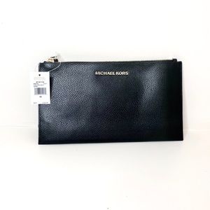 Sold Michael Kors Black Zipper Leather Wristlet
